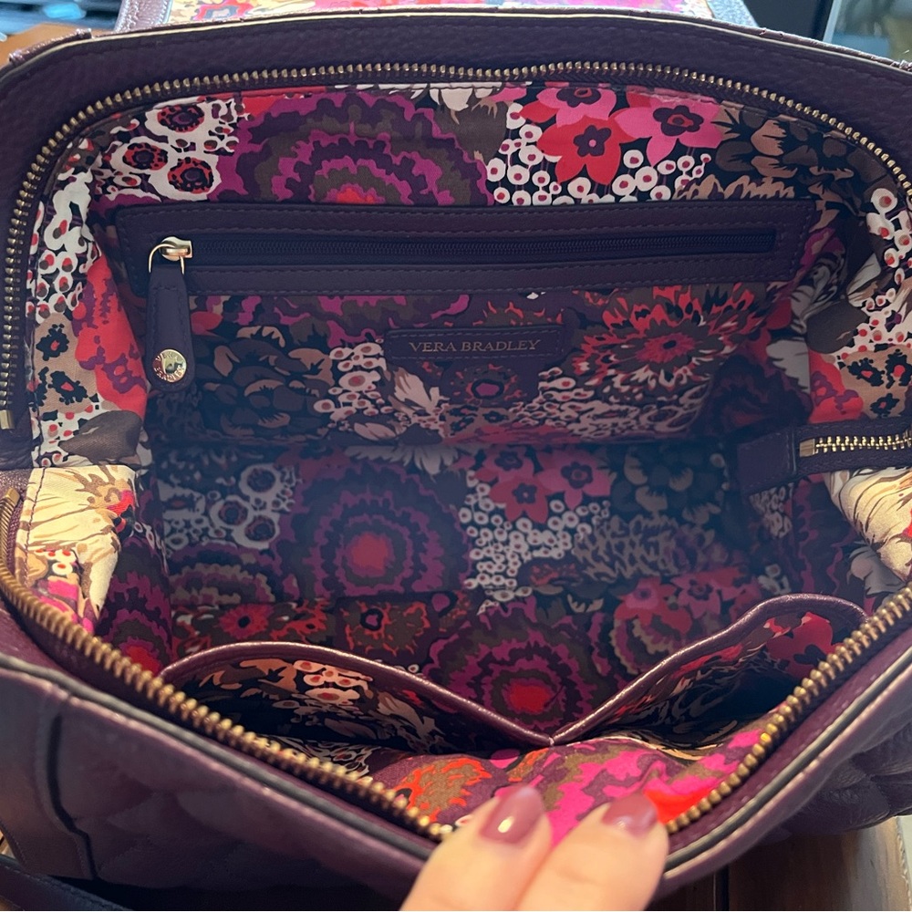 Vera Bradley Leather Stella Satchel Aubergine EUC - Picture 7 of 7